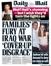 Daily Mail (UK) Newspaper Front Page for 22 January 2015