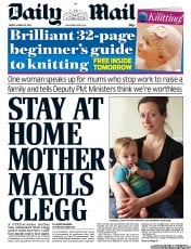 Daily Mail Newspaper Front Page (UK) for 22 March 2013