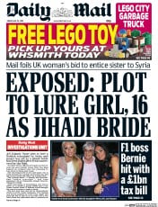 Daily Mail (UK) Newspaper Front Page for 22 May 2015