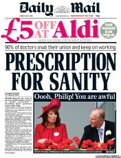 Daily Mail (UK) Newspaper Front Page for 22 June 2012