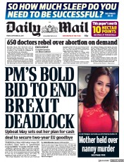 Daily Mail (UK) Newspaper Front Page for 22 September 2017