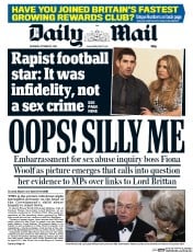 Daily Mail Newspaper Front Page (UK) for 23 October 2014