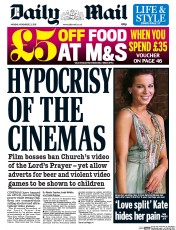 Daily Mail (UK) Newspaper Front Page for 23 November 2015