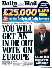 Daily Mail (UK) Newspaper Front Page for 23 January 2013