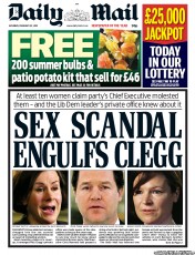 Daily Mail (UK) Newspaper Front Page for 23 February 2013