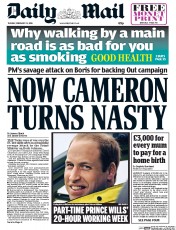 Daily Mail (UK) Newspaper Front Page for 23 February 2016