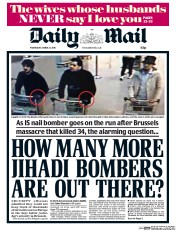 Daily Mail (UK) Newspaper Front Page for 23 March 2016