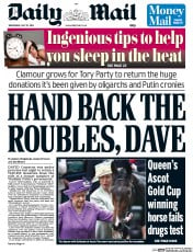 Daily Mail Newspaper Front Page (UK) for 23 July 2014