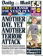 Daily Mail (UK) Newspaper Front Page for 23 July 2016