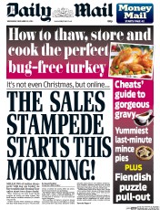 Daily Mail (UK) Newspaper Front Page for 24 December 2014