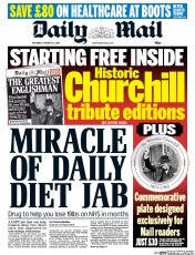 Daily Mail (UK) Newspaper Front Page for 24 January 2015