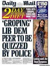 Daily Mail (UK) Newspaper Front Page for 24 April 2013