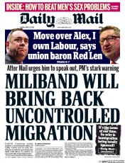 Daily Mail (UK) Newspaper Front Page for 24 April 2015