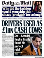 Daily Mail (UK) Newspaper Front Page for 25 October 2017
