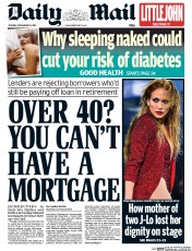 Daily Mail Newspaper Front Page (UK) for 25 November 2014