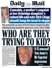 Daily Mail (UK) Newspaper Front Page for 25 November 2016