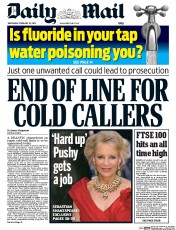 Daily Mail (UK) Newspaper Front Page for 25 February 2015