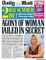 Daily Mail (UK) Newspaper Front Page for 25 April 2013