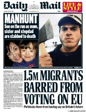 Daily Mail (UK) Newspaper Front Page for 25 May 2015
