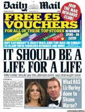 Daily Mail Newspaper Front Page (UK) for 25 June 2011