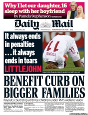 Daily Mail (UK) Newspaper Front Page for 25 June 2012