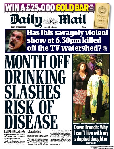 Daily Mail Newspaper Front Page (UK) for 26 October 2015