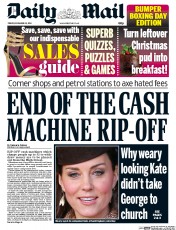 Daily Mail Newspaper Front Page (UK) for 26 December 2014