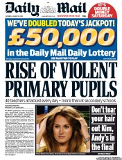 Daily Mail (UK) Newspaper Front Page for 26 January 2013