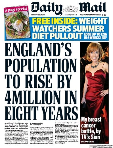 Daily Mail Newspaper Front Page (UK) for 26 May 2016