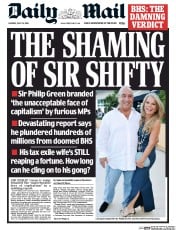 Daily Mail (UK) Newspaper Front Page for 26 July 2016