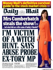 Daily Mail Newspaper Front Page (UK) for 26 August 2015