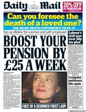 Daily Mail (UK) Newspaper Front Page for 27 January 2014