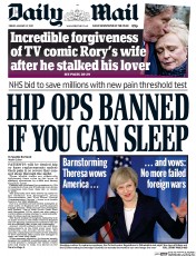 Daily Mail (UK) Newspaper Front Page for 27 January 2017