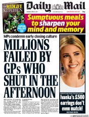 Daily Mail (UK) Newspaper Front Page for 27 April 2017