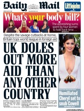 Daily Mail (UK) Newspaper Front Page for 27 May 2011