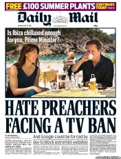 Daily Mail Newspaper Front Page (UK) for 27 May 2013