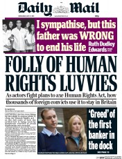 Daily Mail Newspaper Front Page (UK) for 27 May 2015