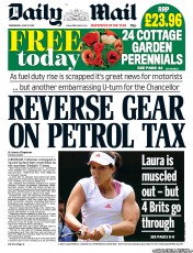 Daily Mail (UK) Newspaper Front Page for 27 June 2012