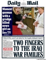 Daily Mail Newspaper Front Page (UK) for 27 August 2015