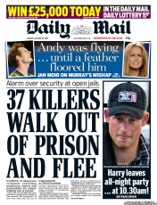 Daily Mail (UK) Newspaper Front Page for 28 January 2013