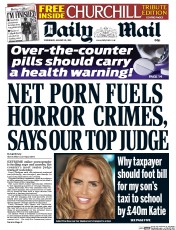 Daily Mail (UK) Newspaper Front Page for 28 January 2015