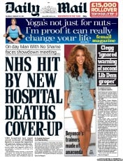 Daily Mail Newspaper Front Page (UK) for 28 February 2013