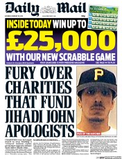 Daily Mail Newspaper Front Page (UK) for 28 February 2015