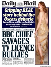 Daily Mail (UK) Newspaper Front Page for 28 February 2017