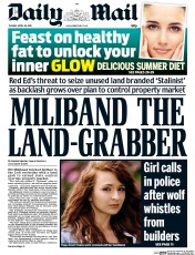 Daily Mail Newspaper Front Page (UK) for 28 April 2015