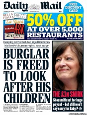 Daily Mail (UK) Newspaper Front Page for 28 May 2011