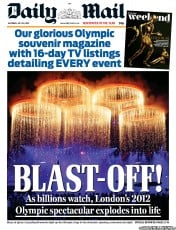 Daily Mail Newspaper Front Page (UK) for 28 July 2012