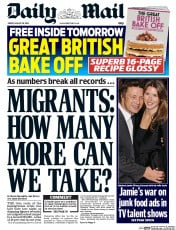 Daily Mail (UK) Newspaper Front Page for 28 August 2015