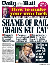 Daily Mail Newspaper Front Page (UK) for 29 December 2014