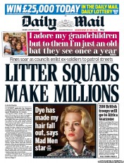 Daily Mail (UK) Newspaper Front Page for 29 January 2013